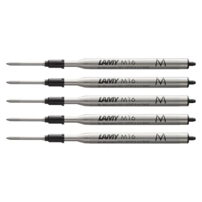 Abbildung von Lamy M16 5er Set Kugelschreiber Großraummine aus Metall Original Ersatzmine für alle Modelle dokumentenecht Strichbreite Mittel in Tintenfarbe schwarz