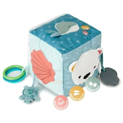 Abbildung von Little Big Friends Soft Activity Cube Entwicklungsspielzeug Fördert die Hand Augen Koordination und Motorik Ozean