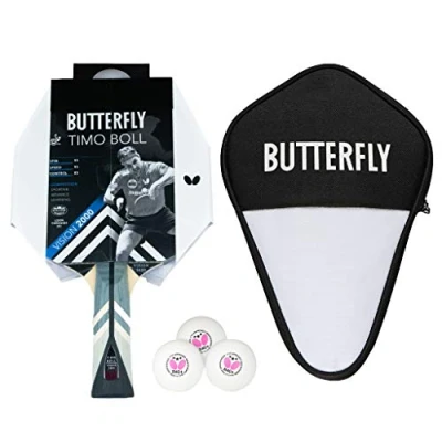 Abbildung von Butterfly 1x Timo Boll Vision 2000 Tischtennisschläger + Hülle 3x TT Bälle