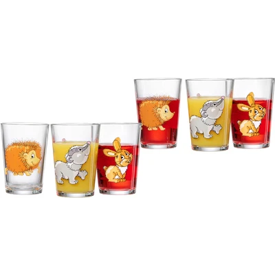 Abbildung von Ritzenhoff &amp; Breker Kinderbecher Waldtiere, 6 teilig, Glas, 3 verschiedene Tiermotive