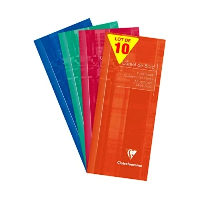 Abbildung von Clairefontaine 3529C Packung mit 10 Klassenheften 8,5x20cm, 32 Blatt, 110g Grün Rand, mikroperfortiert, farbig sortiert, 1 Pack