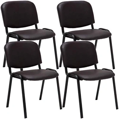 Abbildung von CLP 4er Set Besucherstuhl Ken Kunstleder I Stapelstuhl Mit Robustem Metallgestell Polsterstuhl Rückenlehne, Farbe:braun
