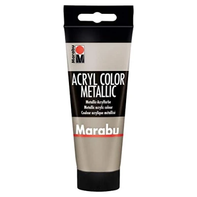 Abbildung von Marabu 12010050748 Acryl Color metallic taupe 100 ml, cremige Acrylfarbe auf Wasserbasis, schnell trocknend, lichtecht, wasserfest, zum Auftragen mit Pinsel und Schwamm Leinwand, Papier Holz