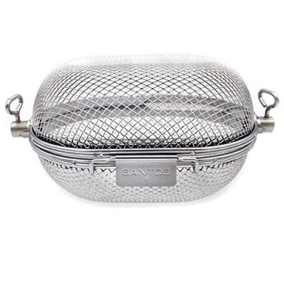 Abbildung von SANTOS XS Drehspieß Korb für Drehspieße (⌀ max 14mm) Grillkorb kleine Grills Grillzubehör Kartoffelspalten, Chicken Wings, Pommes, Gemüse, Obst &amp; Popcorn