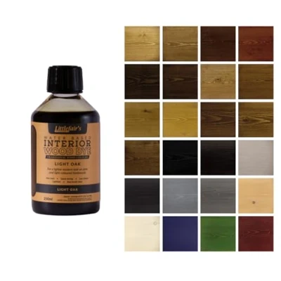 Abbildung von Littlefair&#039;s Holzlasur 250ml Innen Holz Lasur Für Natürliche Holzmaserung Wasserbasierte Wood Stain Schnell Trocknend &amp; Umweltfreundlich Farbe: Helle Eiche