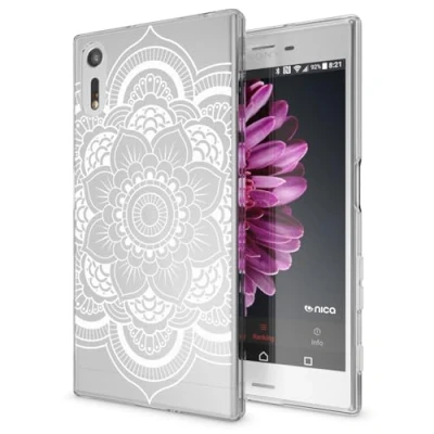 Abbildung von NALIA Handyhülle kompatibel mit Sony Xperia XZ, Slim Silikon Motiv Case Phone Cover Crystal Schutzhülle Dünn Durchsichtig, Etui Handy Tasche Transparent Backcover Bumper, Designs:Pattern Flowers