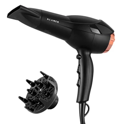 Abbildung von KLAMER Haartrockner 2200W, Ionen Haartrockner, Universal Anti Frizz Haar föhn, 3 Heiz &amp; …, Temp./2 Gebläse, Stylingdüse+Diffusor, Langlebiger AC Motor