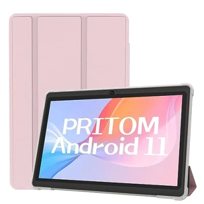 Abbildung von PRITOM 7 Zoll Tablet Android 11, 4 GB (2+2 erweitern), 32 GB, (erweiterbar um 128 GB) PC mit Quad Core Prozessor, 3500 mAh, HD IPS Display, Doppelkamera, WLAN, Bluetooth