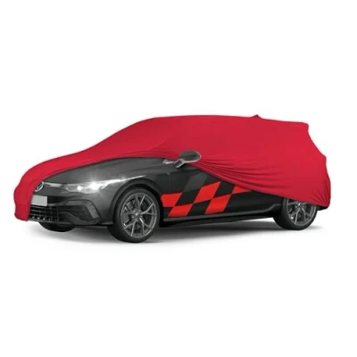 Abbildung von WALSER Premium Abdeckung Auto Indoor Stretch Plus Qualitätssieger Sehr Gut* Autoabdeckung Winter Autogarage Autoplane Abdeckplane Kombi M rot