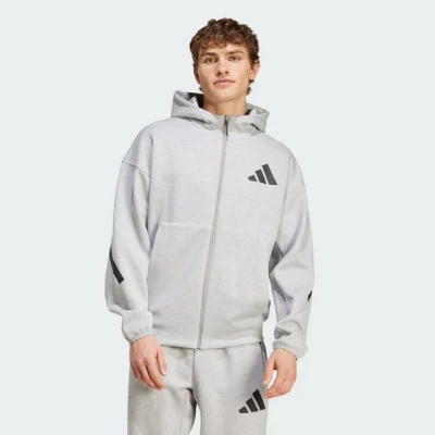 Abbildung von adidas Sportswear FULL Sweatjacke, Herren, Größe: XXL, Medium grey heather