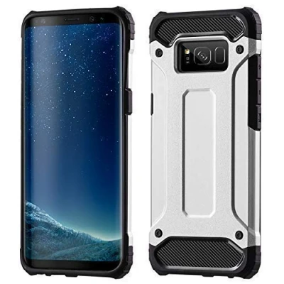 Abbildung von cofi1453 Schutzhülle Bumper Hybrid Armor kompatibel mit LG G7 ThinQ Silikon Hülle Zubehör Tasche in Silber