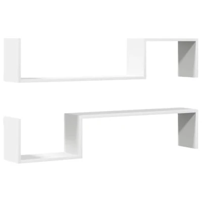 Abbildung von vidaXL 2X Wandregal Bücherregal Wandboard Schweberegal Hängeregal Dekoregal Freischwebend Regal Büroregal Wandablage Weiß 100x15x20cm Holzwerkstoff