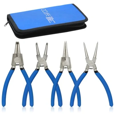 Abbildung von CCLIFE 4tlg Sprengringzangen Seegeringzange Set 175mm Zange Gerade &amp; Gebogen für Sicherungsring Innen/Außen