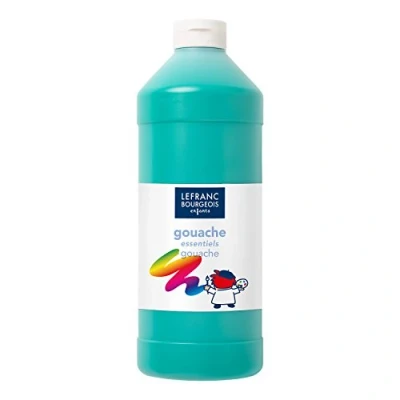 Abbildung von Lefranc Bourgeois 188521 Value Kinder Gouachefarbe auf Wasserbasis, leuchtende Farben, deckend, gebrauchsfertig, abwaschbar, Dosieröffnung, 1000ml Flasche Dunkelgrün