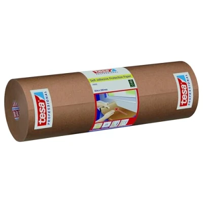 Abbildung von tesa selbstklebendes Schutzpapier Für großflächigen Schutz und Abdeckung, rückstandsfrei entfernbar, 1 Rolle 50 m x 30 cm