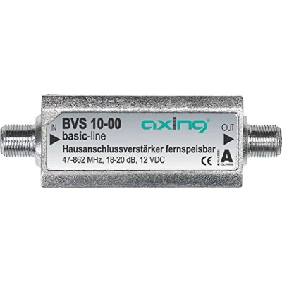 Abbildung von Axing BVS 10 00 Miniatur Inline Verstärker 12 V für Kabelfernsehen oder Antene (20 dB, 47 862 MHz)