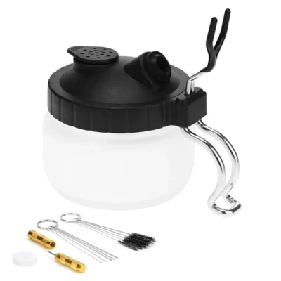 Abbildung von QWORK® Airbrush reinigungsset, Reinigungstopf mit Halter, 5 Reinigungsbürsten, Reinigungsnadeln, 1 Reinigungsschaber