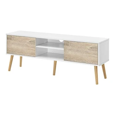 Abbildung von en.casa Lowboard, »Eskilstuna« Fernsehtisch 120x29, 5x46, 5cm Weiß / Eiche