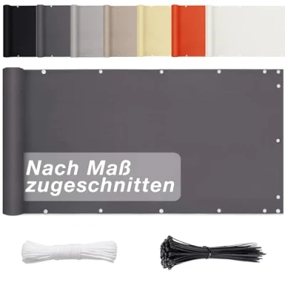 Abbildung von BalkonSichtschutz Kunststoff 65cm x 1250cm Balkonumrandung WitterungsbestäNdig Und Wasserabweisend, Pflegeleichtes, Deko für Balkongeländer, Terrasse &amp; Garten Anthrazit