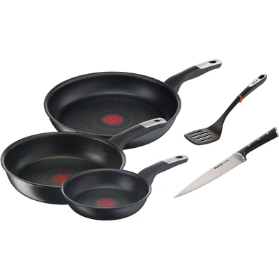 Abbildung von Tefal Pfannen Set &quot;Unlimited Ice Force&quot;, Aluminium, (Set, 5 tlg., je 1 Pfanne Ø 24/28 cm, Wok 28 Kochmesser, Bratwender), kratzfeste Antihaftversiegelung, Thermo Signal, inkl. Zubehör