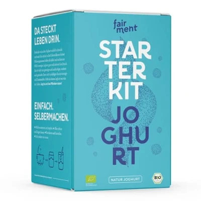 Abbildung von Fairment Joghurt Starterkit Anfängerfreundlich Sofort Startklar 100% Bio Joghurtkulturen Mit Edelstahl Joghurtbereiter und Zugang zur Fairmentierer Community