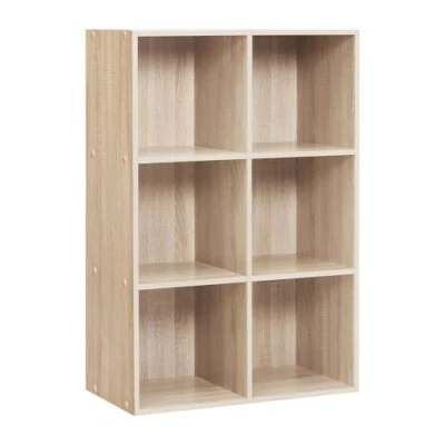 Abbildung von Woltu Bücherregal, 1 tlg., Würfelregal 6 Fächer aus MDF 60x30x89 cm Eiche