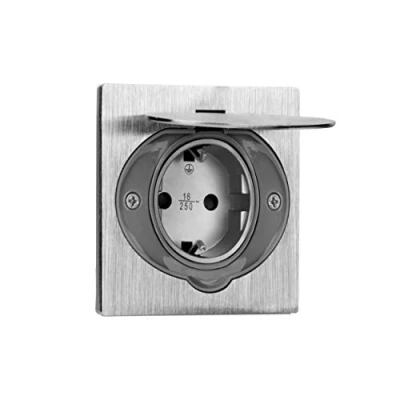 Abbildung von ORNO AE 1397(GS) Steckdose Hermetisch Unterputz Edelstahl, Schuko IP44,