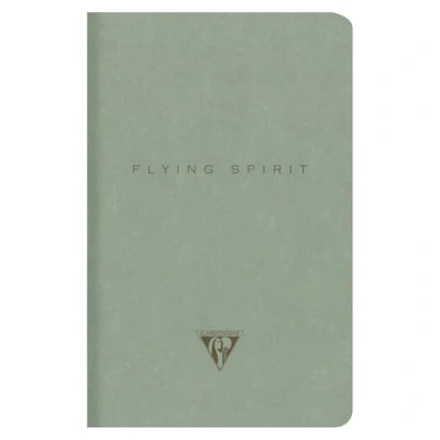 Abbildung von Clairefontaine 107506C Ein Piqué Buch, genäht, Faden, Flying Spirit 11 x 17 cm, 96 Seiten, liniert, elfenbeinfarbenes Papier, 90, Umschlag aus grünem Karton 5 Motive auf der Rückseite des