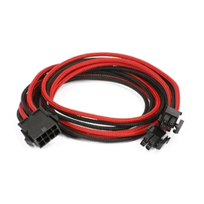 Abbildung von Phanteks PH CB8P_BR, Verlängerungskabel, 8 bis (4+4) Pin M/B, Premium 50 cm Länge, Schwarz/Rot