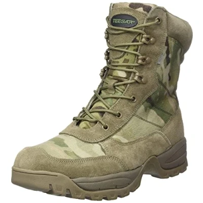 Abbildung von Mil Tec Tactical Boot mit YKK® Zipper Militärstiefel Herren Als Outdoor Boot, Arbeitsstiefel, Wanderstiefel, Einsatzstiefel Atmungsaktiv &amp; angenehmer Komfort MultiCam, Größe: EU 47