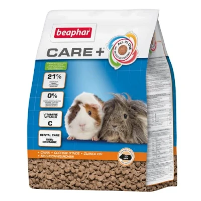Abbildung von BEAPHAR Care+ Meerschweinchen Für Nager, Kleinsäuger Vitamin C Und E, Rohfaser, Grüner Tee Extrakt, Echinacea Gesundheitsförderung, Optimale Verdauung, Natürliche Zahnabnutzung 1,5 kg