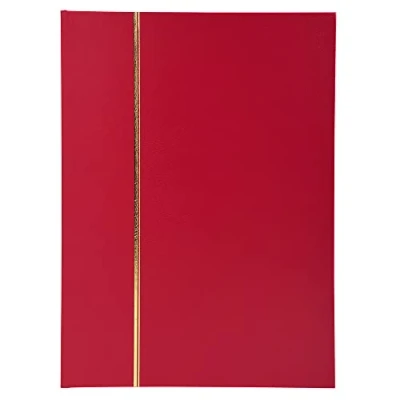 Abbildung von Exacompta 26133E Premium Briefmarken Sammel Album Classic mit 16 schwarzen Seiten Einsteckbuch aus Halbleder für Ihr Hobby Briefmarkenalbum rot