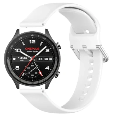 Abbildung von GIOPUEY Armband Kompatibel mit OnePlus Watch 2R, Weiches Silikon [Verschleißfest] [Atmungsaktiv] Ersatzarmband White