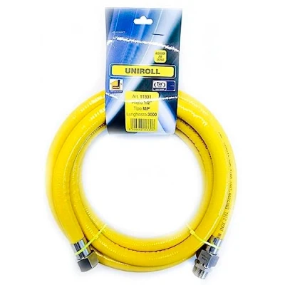 Abbildung von Flexible Gasleitung 3 Meter 1/2 MF Stahl nach EN 15266 für Kochfeld/Küche Uniroll