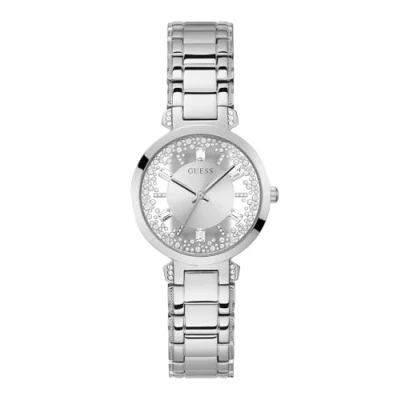 Abbildung von Guess Ladies Dress Uhr silvercoloured, Damen, Größe: One Size, Silver coloured