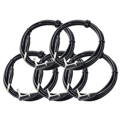 Abbildung von 5er Set Pronomic Stage INST A 3 Klinkenkabel (6,3 mm Winkelstecker, Gitarren /Instrumentenkabel, Länge m) Schwarz