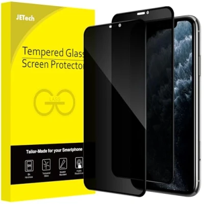 Abbildung von JETech Sichtschutz Full Screen für iPhone 11 Pro Max/XS Max 6,5 Zoll, Anti Spy Panzer Schutz Glas Folie Schutzfolie, Kante zu Displayschutz Hat Keinen Einfluss auf die Hülle, 2 Stück
