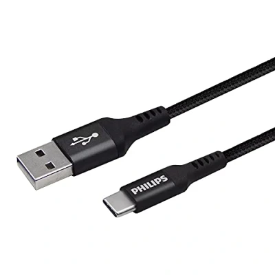 Abbildung von PHILIPS DLC5206A/00 Kabel USB A auf C 200 cm Geflochtenes Ladekabel Schwarz