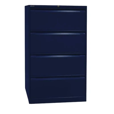 Abbildung von BISLEY Hängeregistraturschrank, doppelbahnig, DIN A4, 4 HR Schubladen, Metall, 639 Oxfordblau, 62.2 x 80 132.1 cm