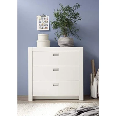 Abbildung von ALASKA Elegante Jugendzimmer Kommode in weiß stilvolles &amp; ausdrucksstarkes Sideboard mit viel Stauraum 96 x 94 39 cm (B/H/T)