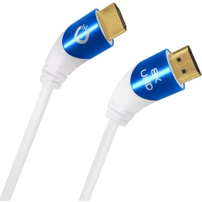 Abbildung von Oehlbach Shape Magic 40 8K Ultra High Speed 2.1 HDMI Kabel Zertifiziert 48 Gbps (40 Grad Winkelstecker 3 Fach Schirmung OFC Kupfer Vollmetallstecker) weiß 3m