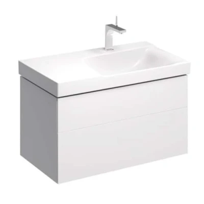 Abbildung von Geberit Xeno 2 Waschtischunterschrank mit Siphonausschnitt rechts 500.516., 880x530x462mm, Schubladen, Farbe: weiß/lackiert hochglänzend