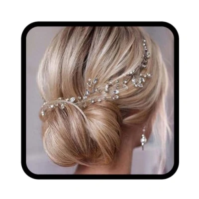 Abbildung von Bufenia Strass Hochzeit Stirnband Silber Braut Haarrebe Kristall Haarschmuck Kopfschmuck für Frauen
