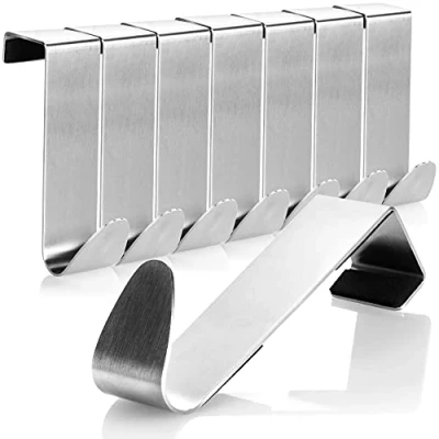 Abbildung von com four® 8X Türhaken aus Edelstahl Kleider Haken mit Schaumstoff Schutz Garderobenhaken für Schranktür und Zimmertür 7,5 cm (08 Stück Silberfarben gepolstert)