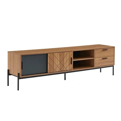 Abbildung von BAÏTA GEOMA TV Schrank, Pappelholz, Eiche und Grau, L180cm