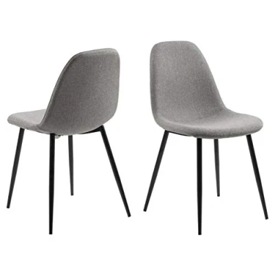 Abbildung von AC Design Furniture Linea Feuerresistent Esszimmerstühle 4er Set, B: 44,5 x T:56 H: 84 cm, Grau/Schwarz, Stoff/Metall, 4 Stk