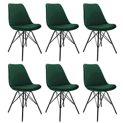 Abbildung von Kick Collection 6er Set Esszimmerstühl Velvet Samt Dunkelgrün Modern und Hochwertig Hochwertige Materialien Erhältlich in vielen Farben