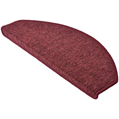 Abbildung von Beautissu XXL Treppenstufen Matten 65x28 cm 15 Stück Gängige Treppen Stufenmatten Selbstklebend Innen Treppenmatten Stufenmatte Teppich Treppenteppich Stufenteppich Halbrund Bordeaux ProStair