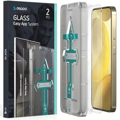 Abbildung von Deppa 2 Stück Schutzfolie für Samsung Galaxy S24 Plus (6,7&#039;) mit Schablone Fingerabdruck kompatibel Glas Folie Schutzfolie, Schutzglas, Displayschutz, Panzerfolie