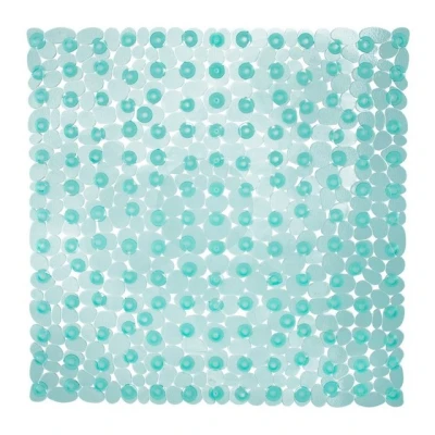 Abbildung von Duschmatte Steinoptik quadratisch relaxdays, Höhe 5 mm, Kunststoff, Blau